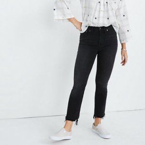 Madewell Cali Demi-Boot Jeans in Berkeley Black: Chewed-Hem Edition sz 26